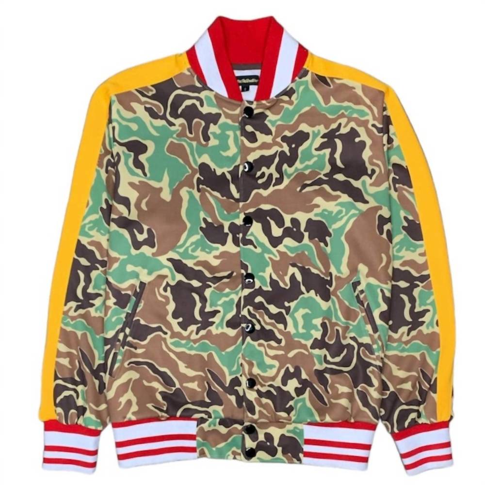 NEW KARTER COLLECTION men's varsity jacket in camo striped
